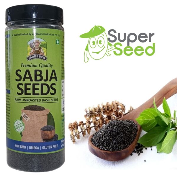 FARMSDEW Raw Basil Seeds for weight loss - 200gm | Sabja Seed, Takmuria Seeds 200g (Jar Pack) (Copy)