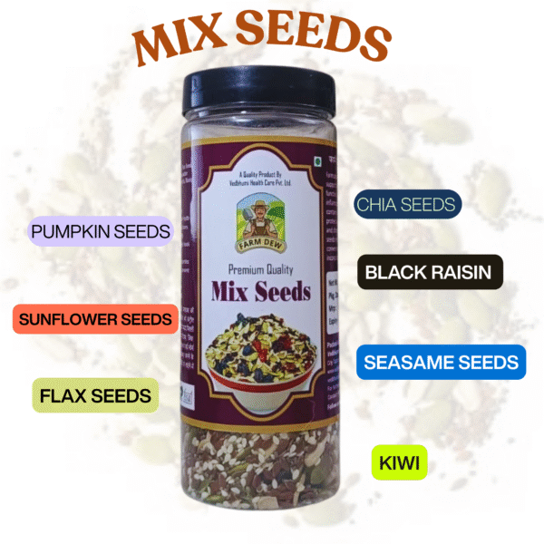 FARMSDEW MIX SEEDS | Sunflower, Chia, Flax, Pumpkin, Sesame Seeds,Kiwi, Black Raisin (200gm)