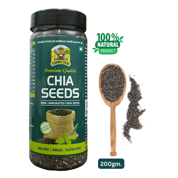 Farms dew Chia Seeds 200g - Seeds for Weight Management | Rich in Calcium, Protein & Fiber | Beat the Heat | 100% Clean Chia Seeds for Eating | Antioxidant Rich Seeds