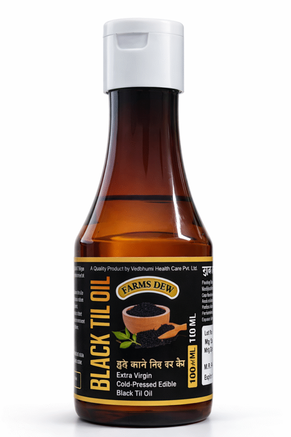 Black Til Oil | Extra Virgin Cold Pressed Black Sesame Oil. Ideal for cooking, wellness, massage, hair care, and healthy lifestyle routines.